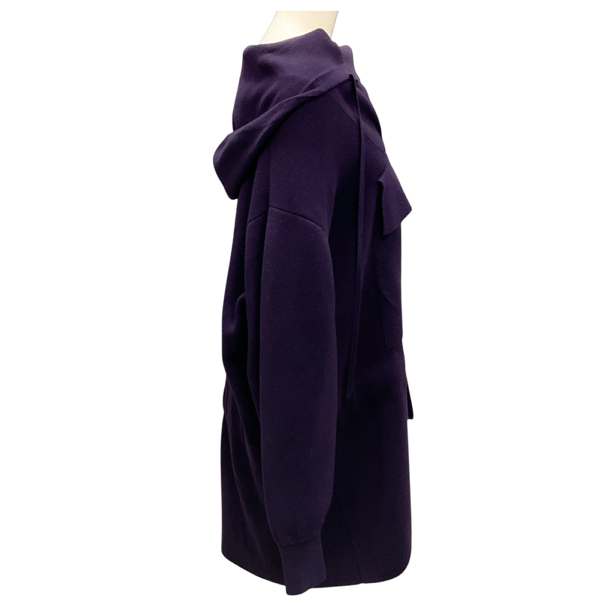 Akris Purple Hooded Wool and Cashmere Knit Sweater Dress