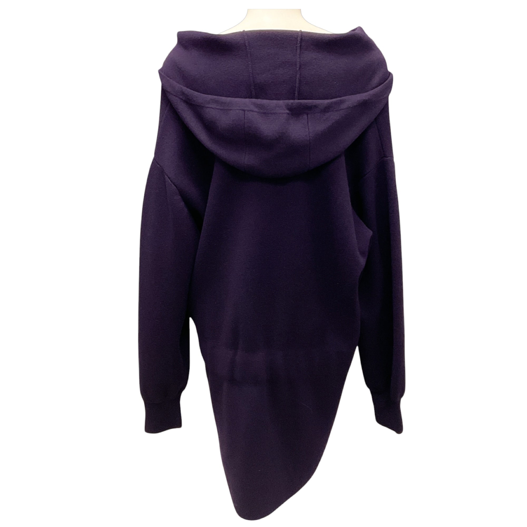 Akris Purple Hooded Wool and Cashmere Knit Sweater Dress