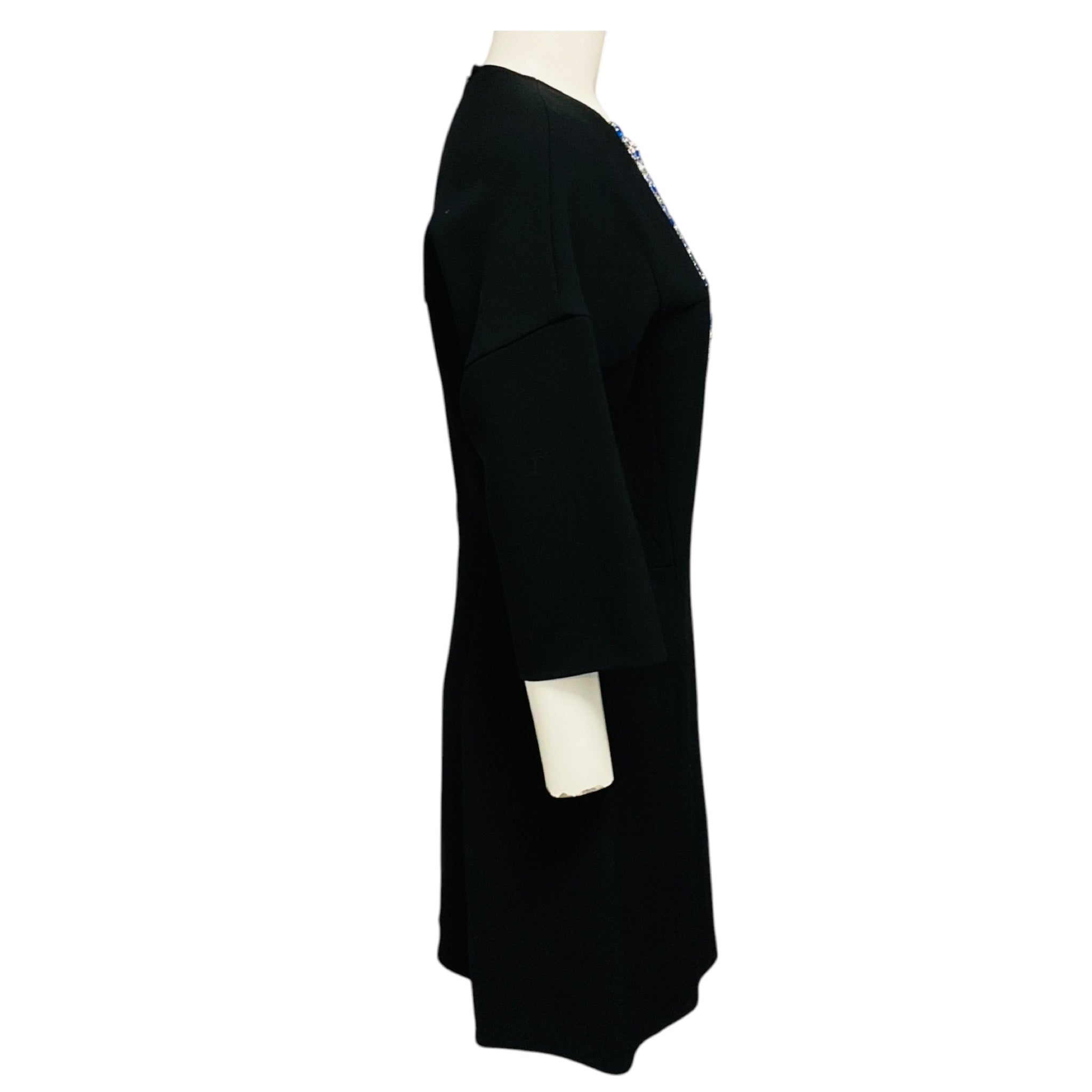 3.1 Phillip Lim Black Rhinestone Embellished Short Sleeved Crepe Mini Dress