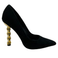 Load image into Gallery viewer, Kat Maconie Black Suede Lydia Pumps with Gold Chain Heel
