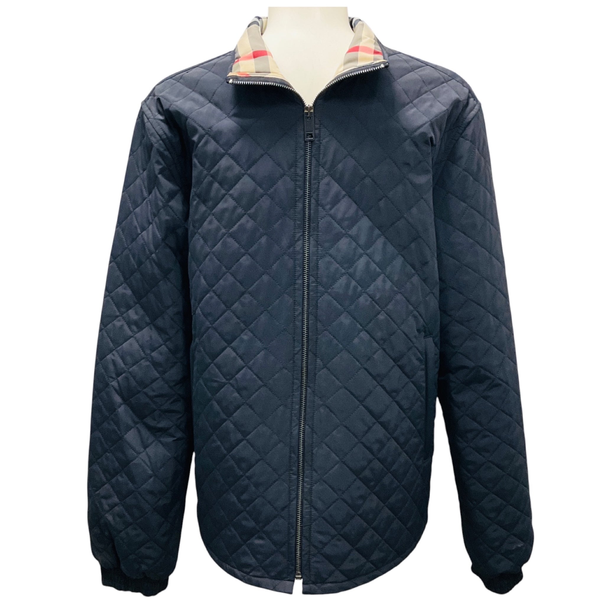 Burberry Men's Navy Quilted Nylon Full Zip Jacket