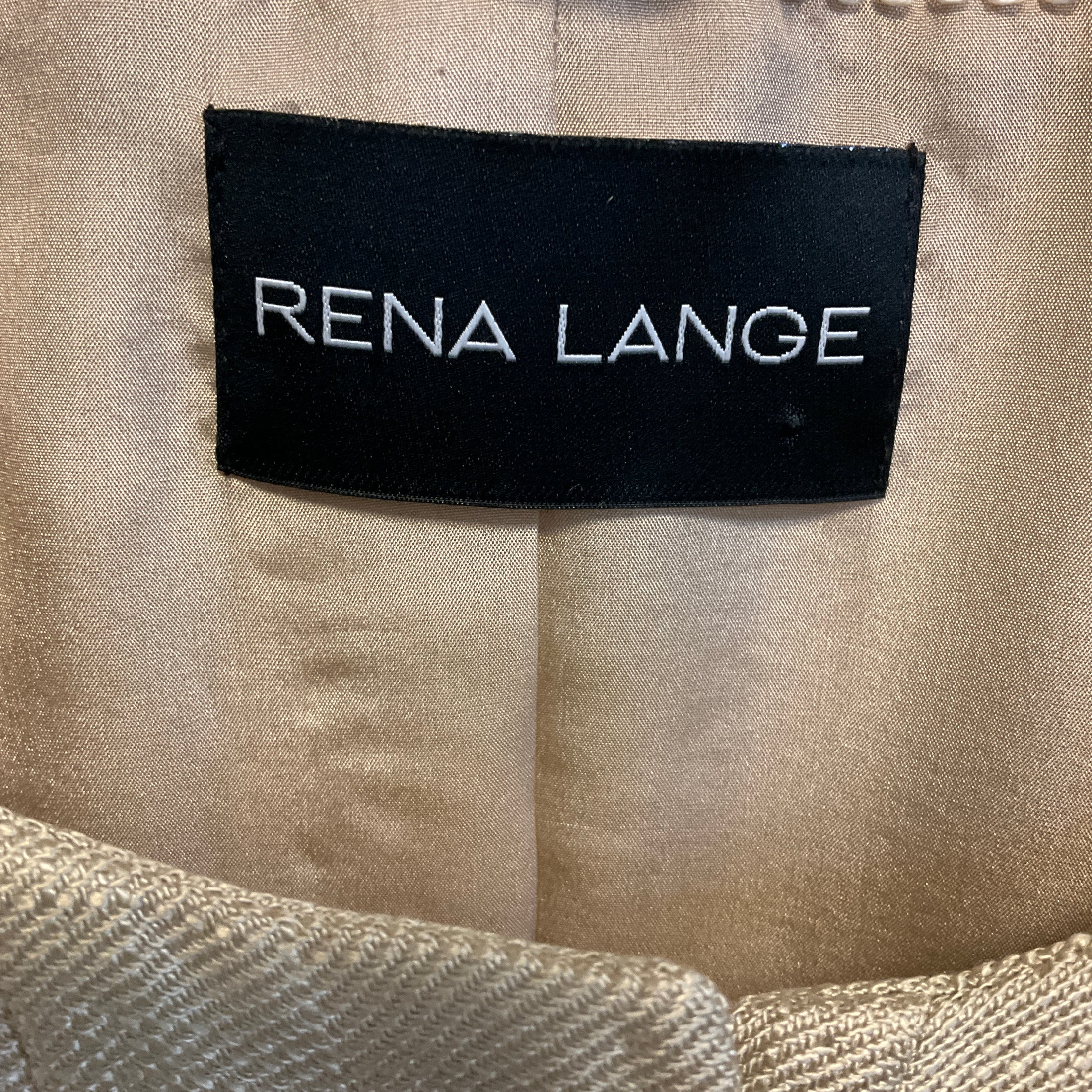 Rena Lange Champagne Beige Collarless Button Front Silk Blazer Jacket