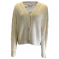 Load image into Gallery viewer, Lafayette 148 New York Cream / Gold Metallic Shimmer Button-down Linen Knit Cardigan Sweater
