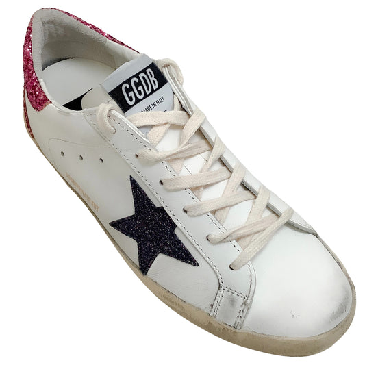 Golden Goose Deluxe Brand Superstar Classic with Pink Glitter Spur