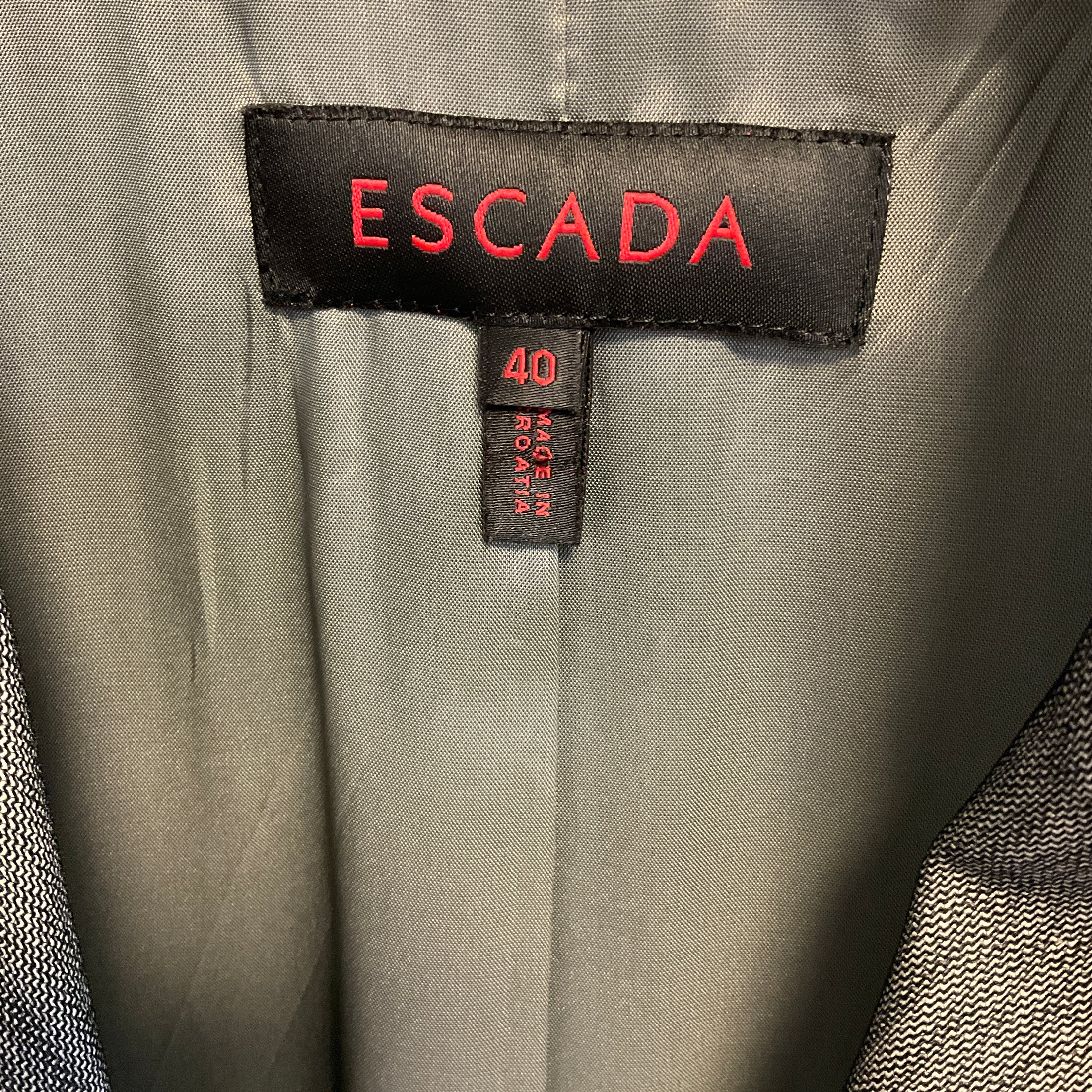 Escada Grey Three Button Wool Blazer Jacket