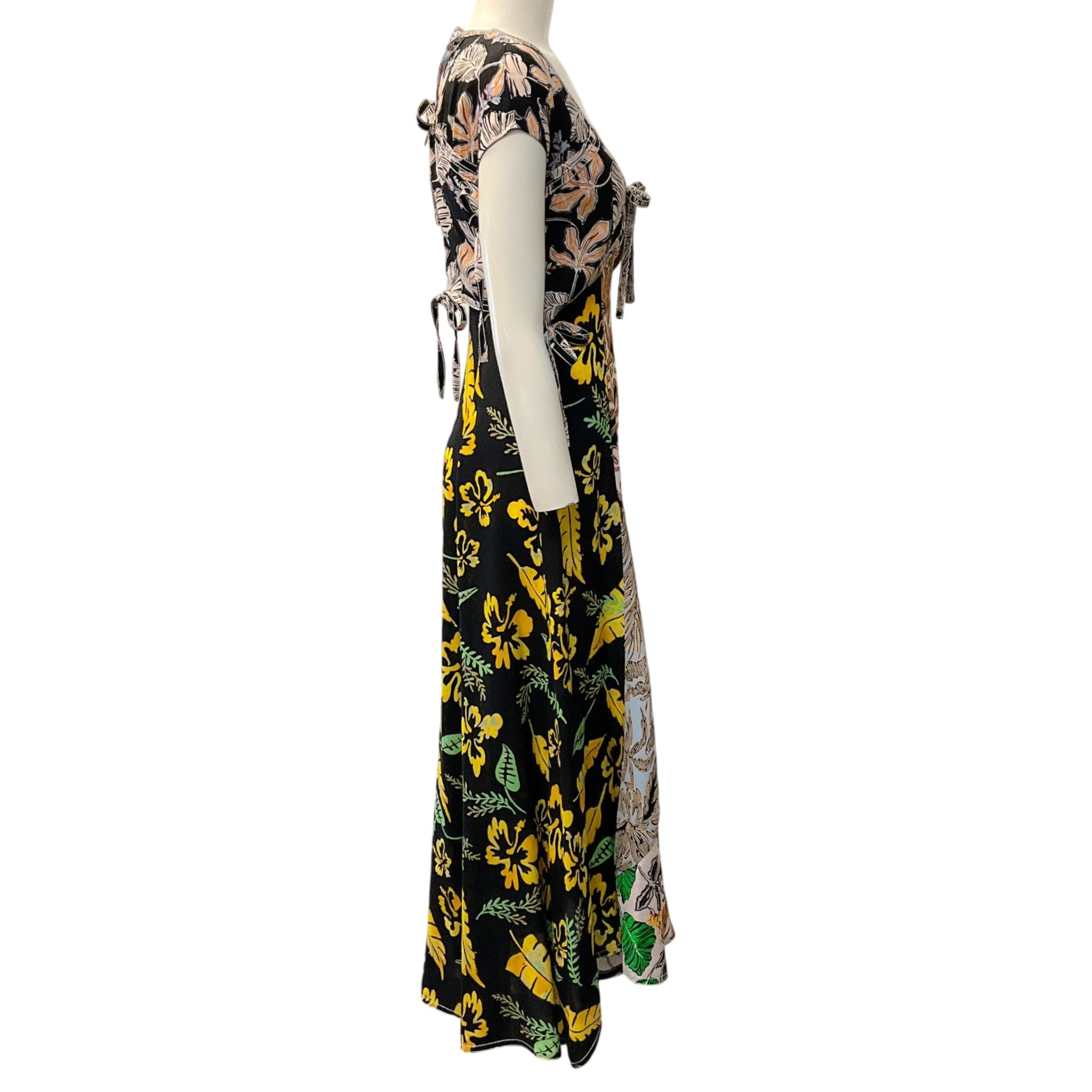 3.1 Phillip Lim Black Floral Print Patchwork Long Dress