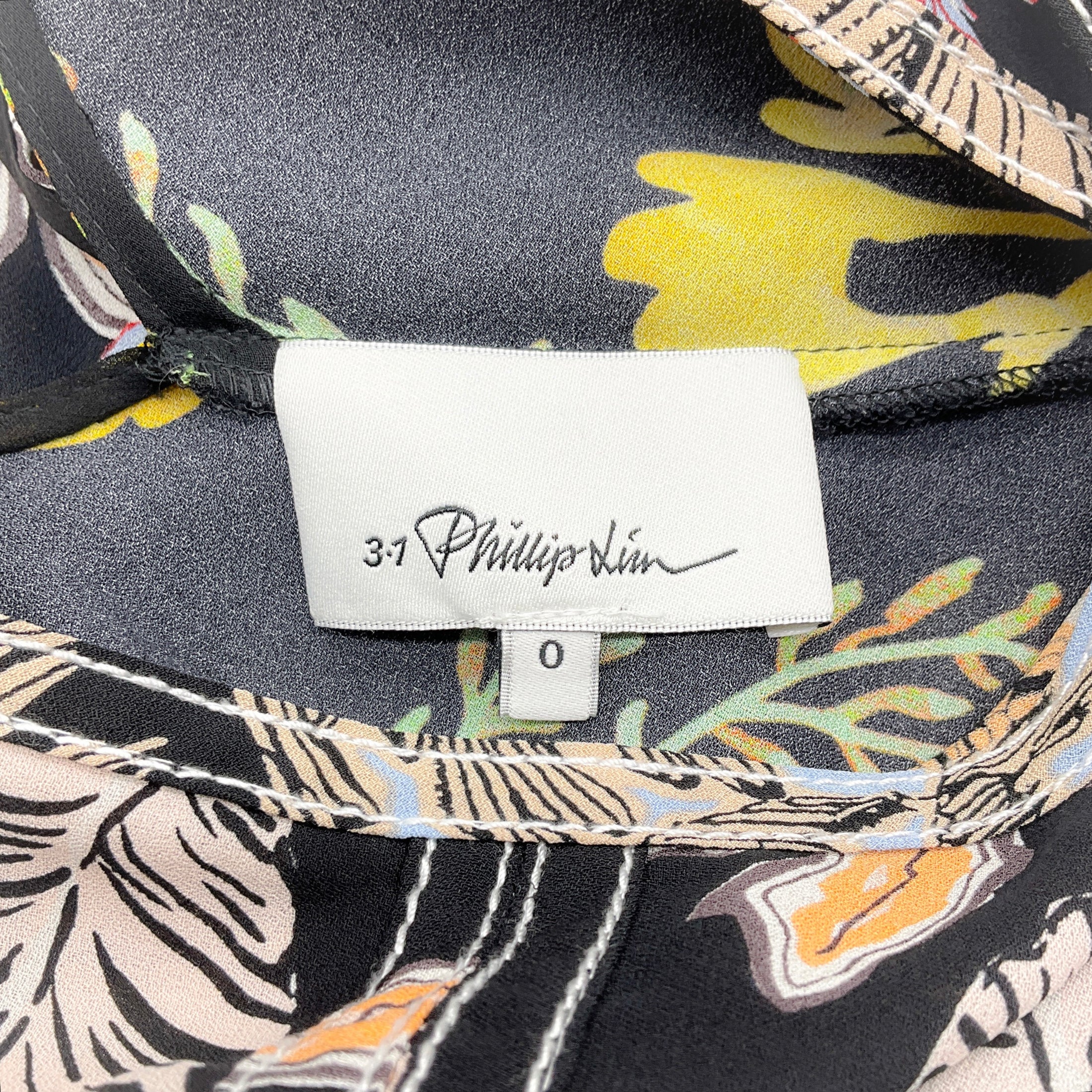 3.1 Phillip Lim Black Floral Print Patchwork Long Dress