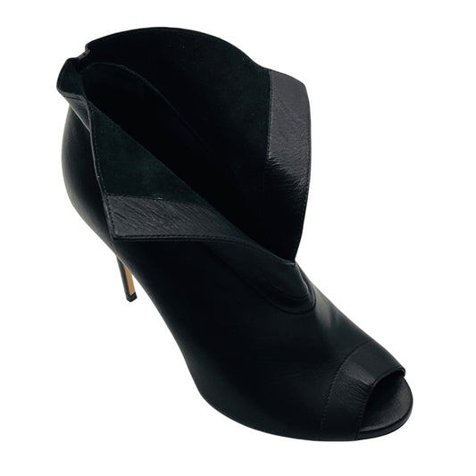 Casadei Black Napa Leather Open Toe Pumps / Booties