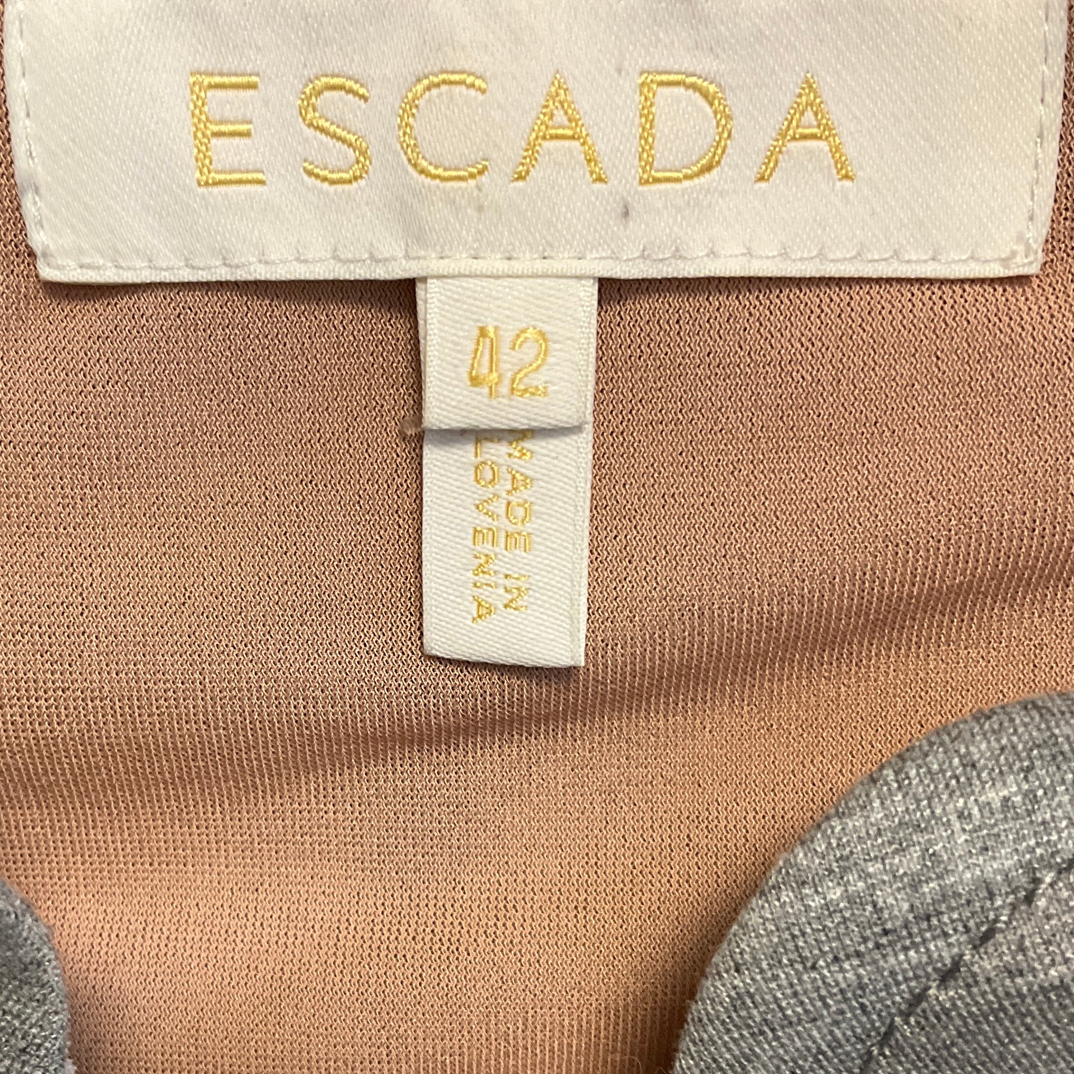 Escada Open Grey Bellis Stretch Jersey Jacket with Gold Logo Buttons