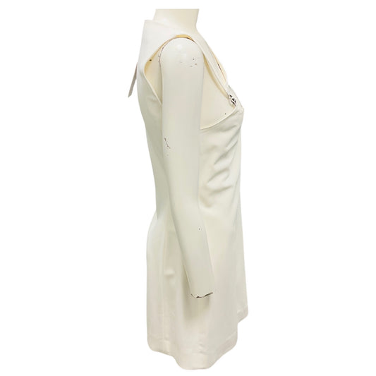 Coperni White Cut Out Wool Mini Dress
