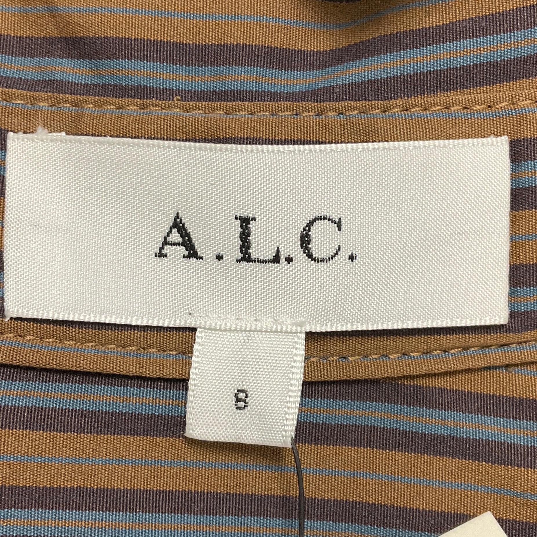 A.L.C. Brown Multi Mila Striped Long Sleeve Midi Shirt Dress