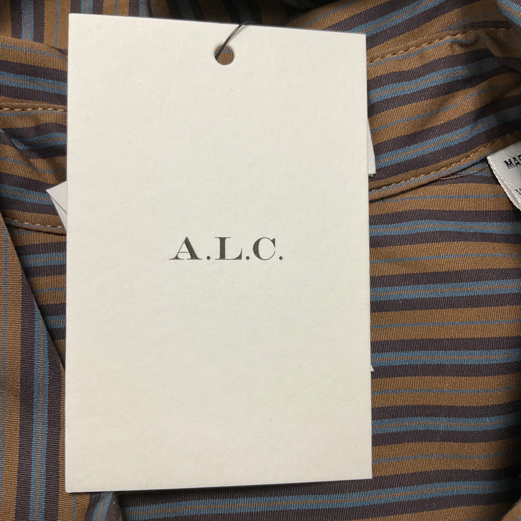 A.L.C. Brown Multi Mila Striped Long Sleeve Midi Shirt Dress