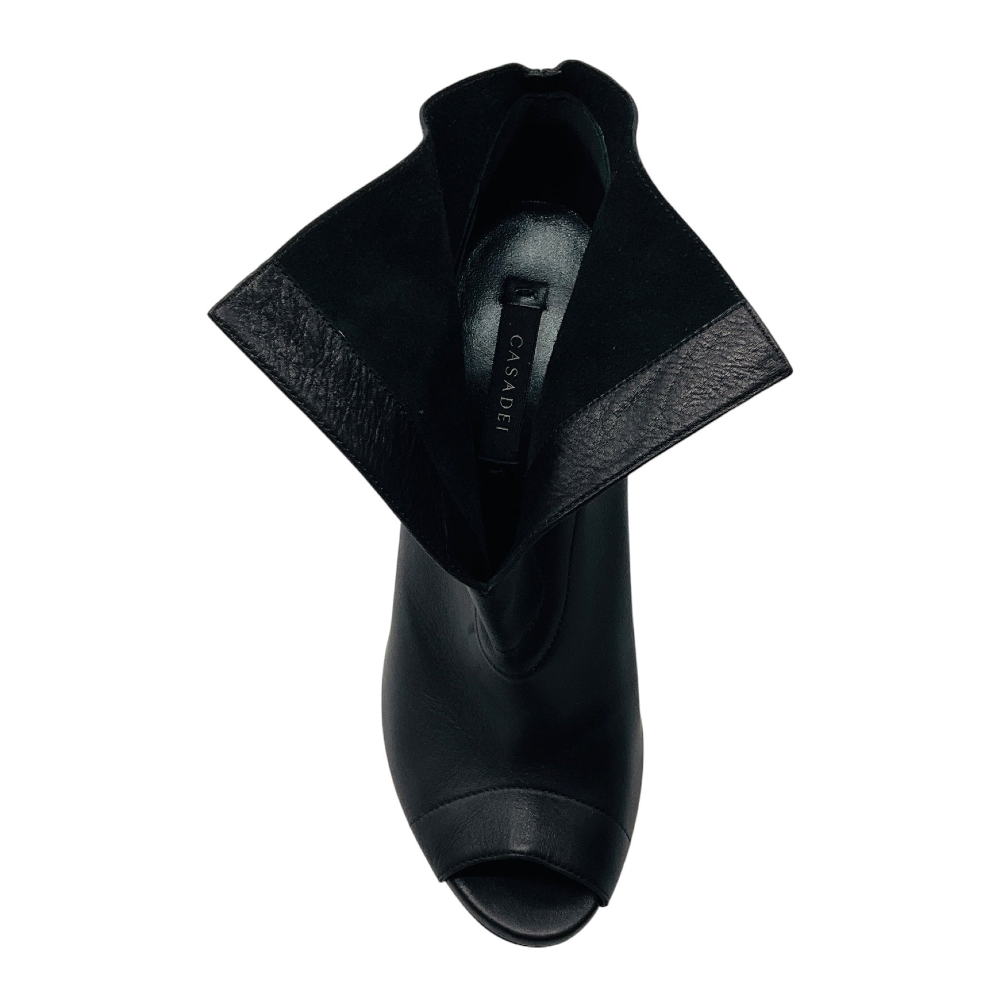 Casadei Black Napa Leather Open Toe Pumps / Booties