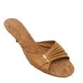 Load image into Gallery viewer, Chanel Tan Leather and Cork Kitten Heel Sandals
