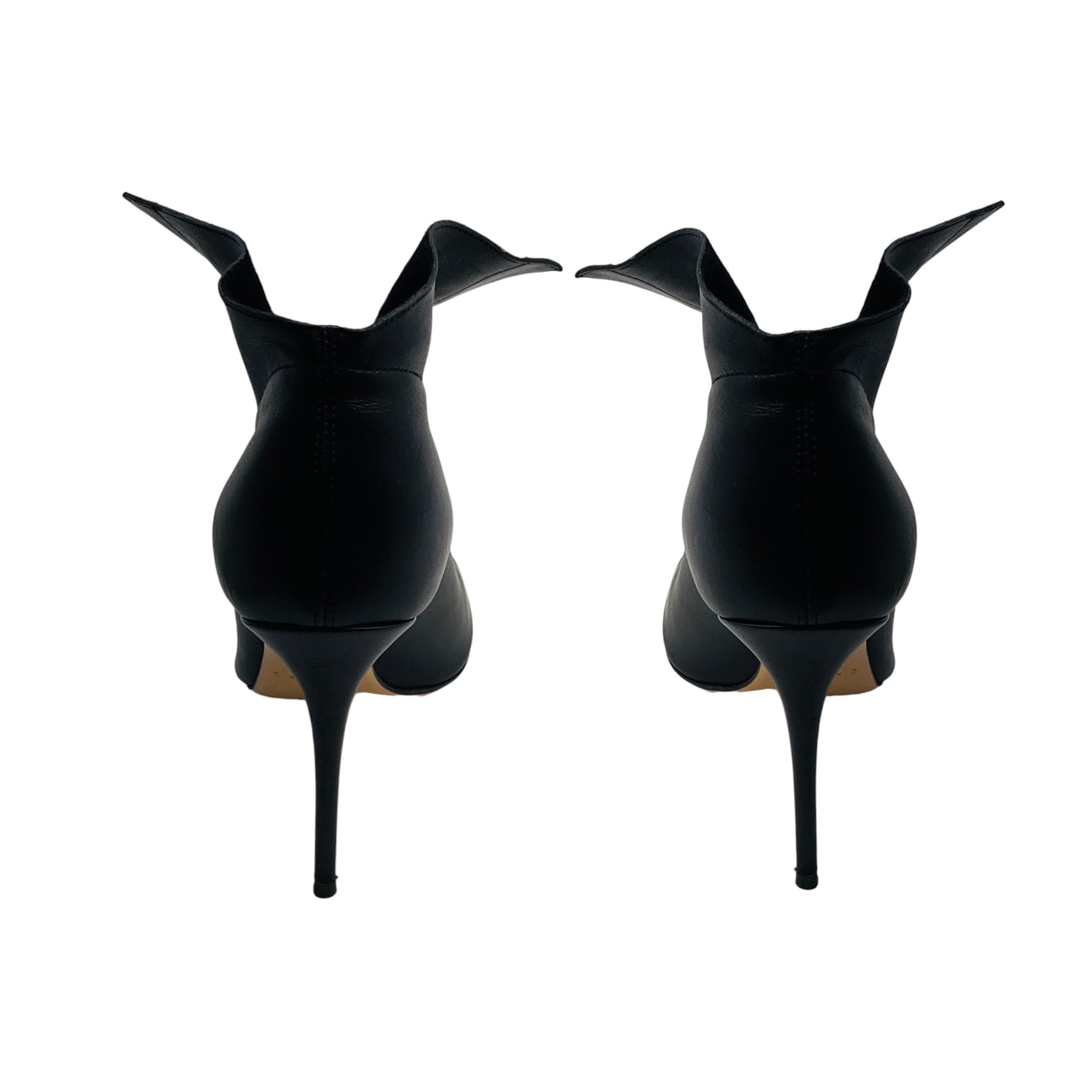 Casadei Black Napa Leather Open Toe Pumps / Booties