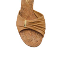 Load image into Gallery viewer, Chanel Tan Leather and Cork Kitten Heel Sandals

