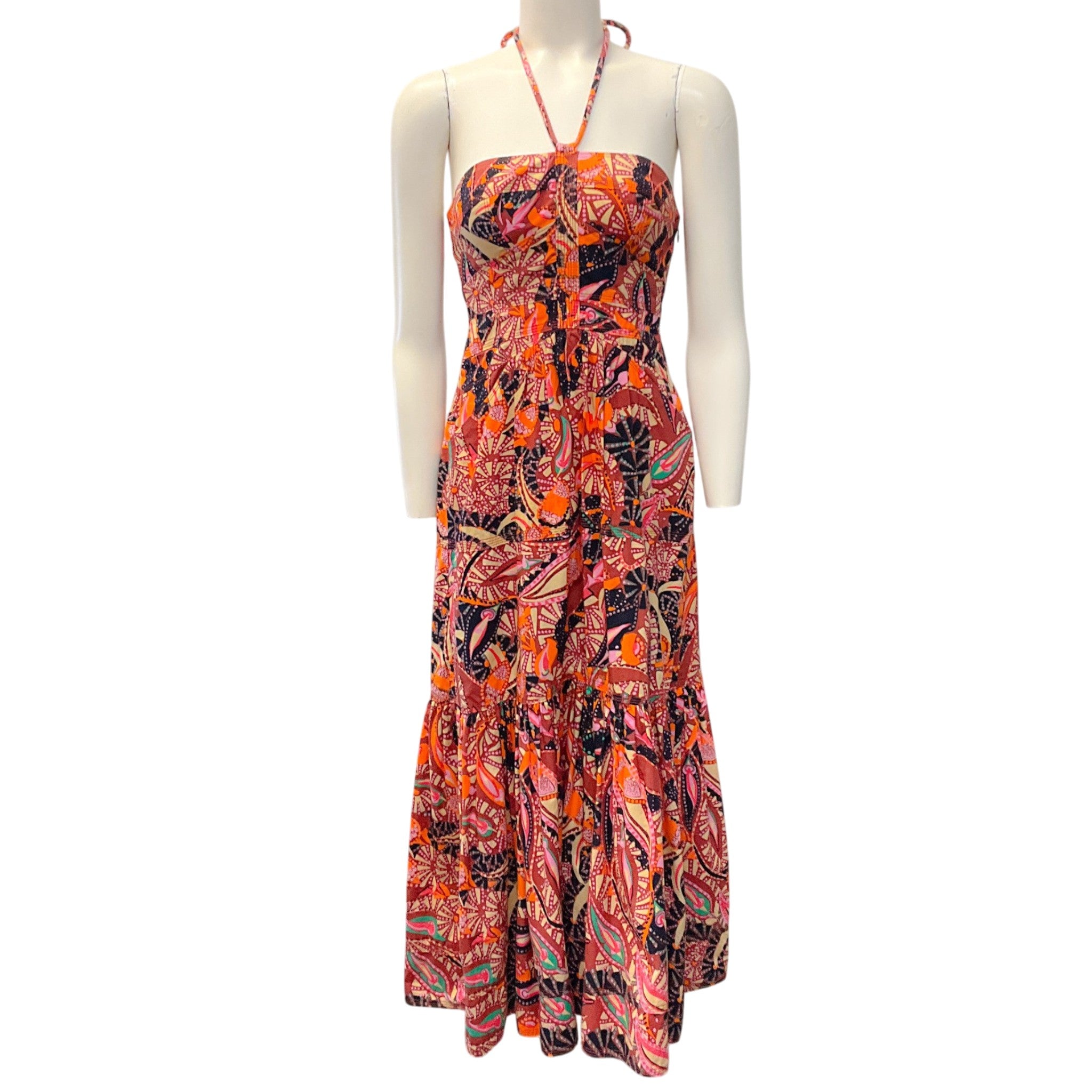A.L.C. Rust Multi Adelle Halter Midi Dress
