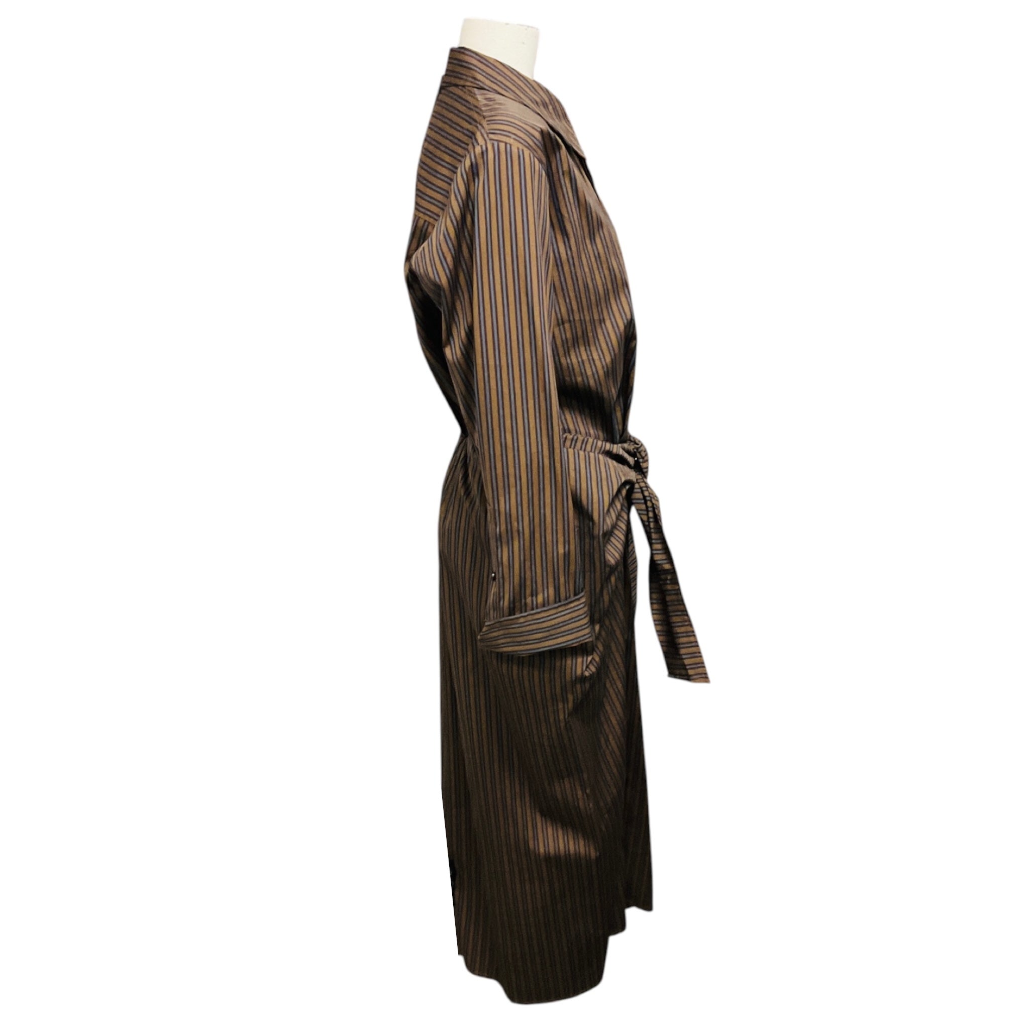 A.L.C. Brown Multi Mila Striped Long Sleeve Midi Shirt Dress