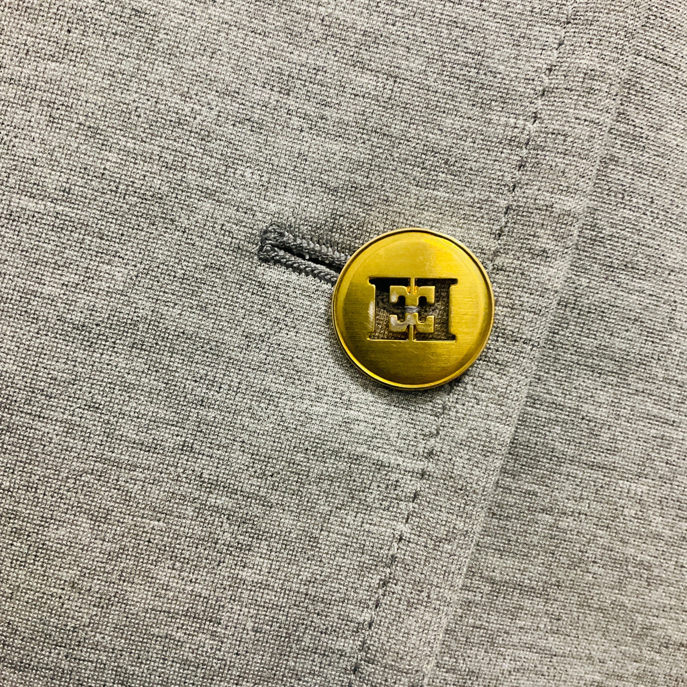 Escada Open Grey Bellis Stretch Jersey Jacket with Gold Logo Buttons