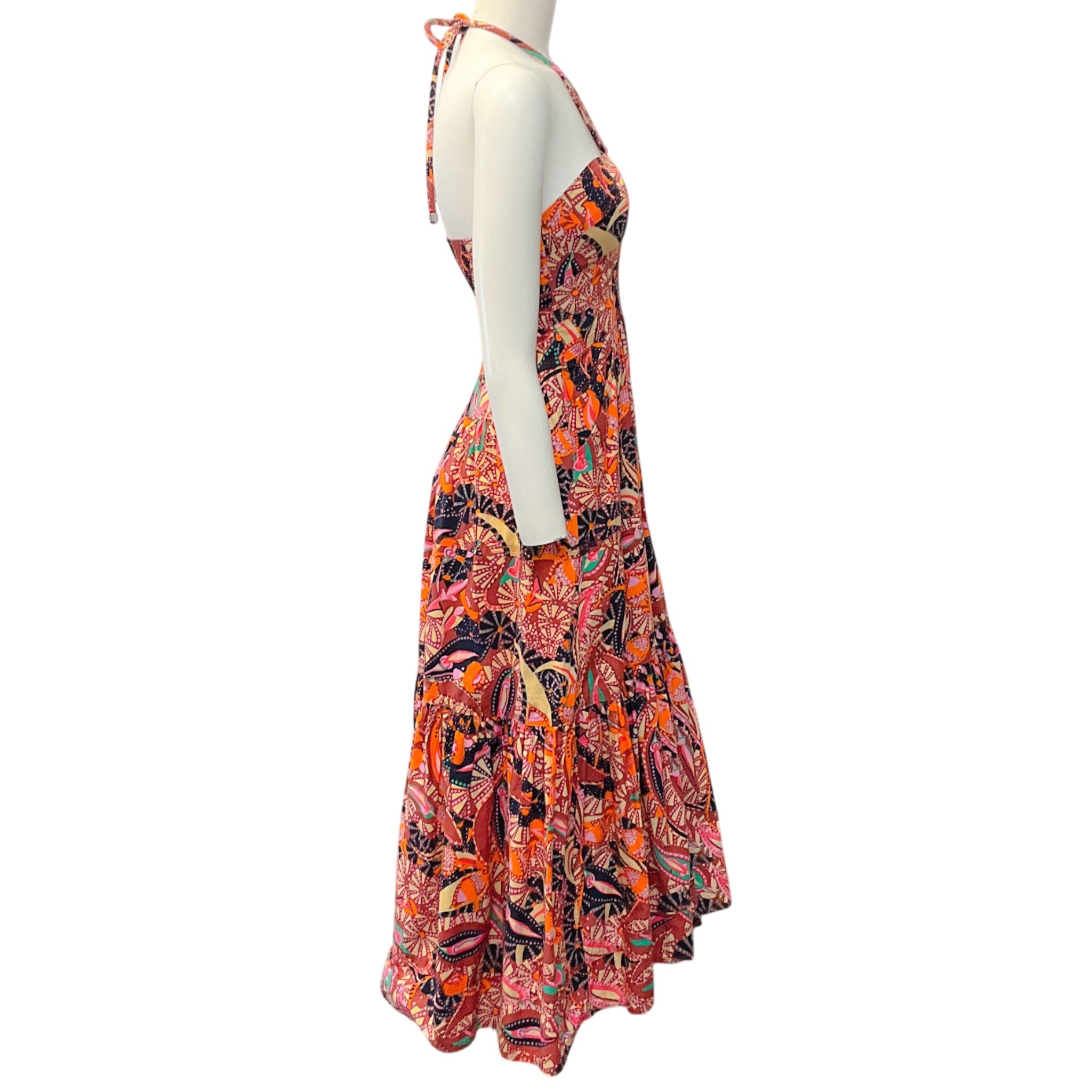 A.L.C. Rust Multi Adelle Halter Midi Dress