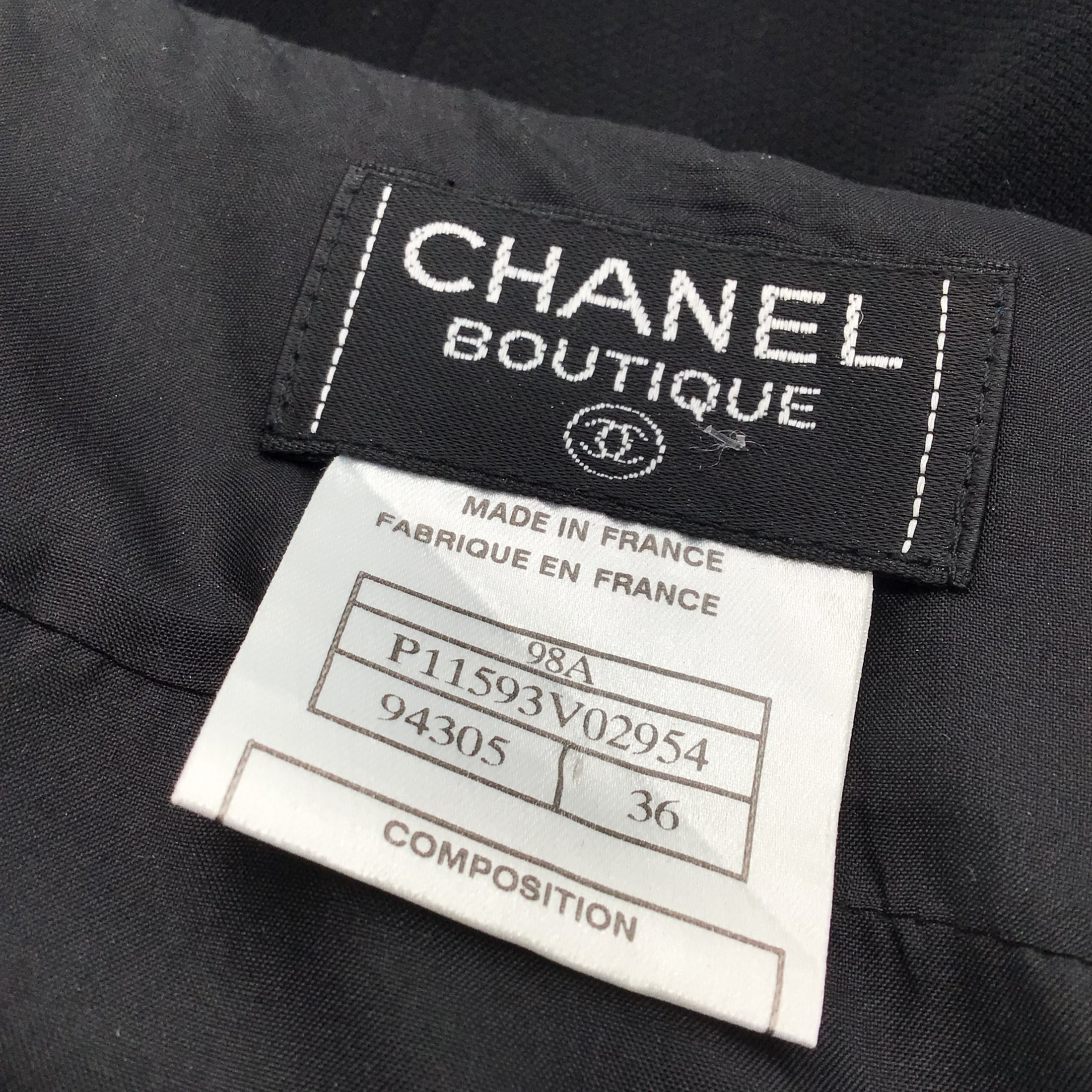 Chanel Black Vintage 1998 Wool Pencil Skirt