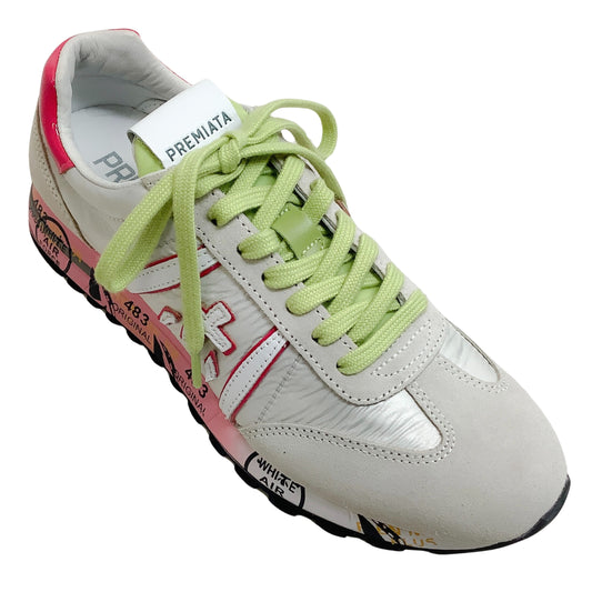 Premiata White / Pink / Green Lucy Sneakers