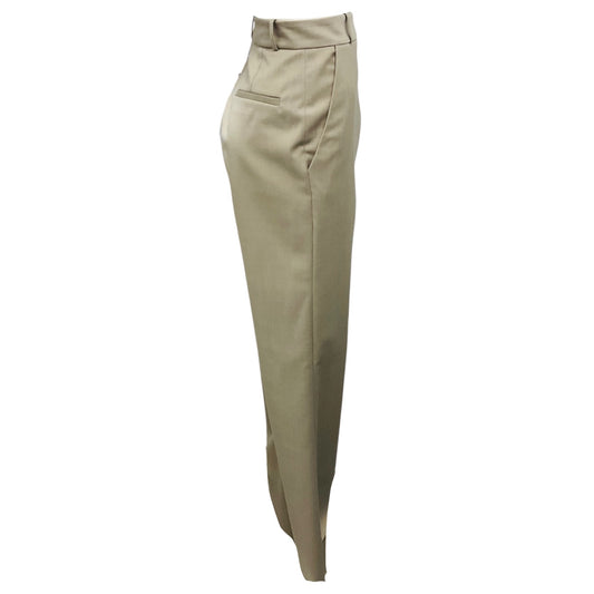 Barbara Bui Taupe Straight Leg Wool Trousers