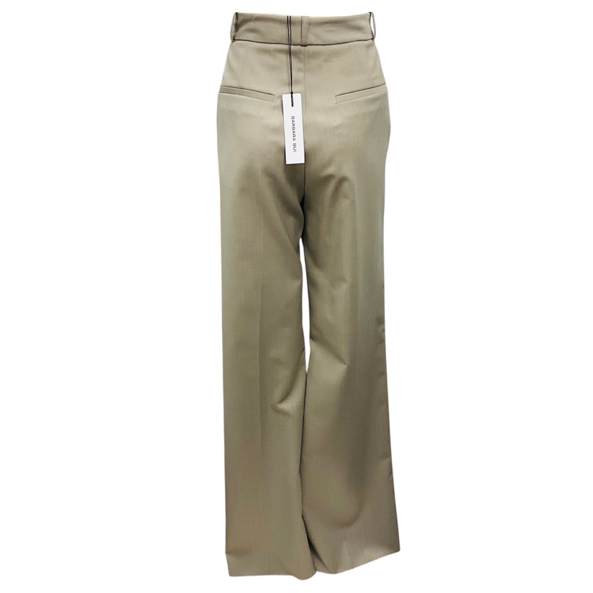 Barbara Bui Taupe Straight Leg Wool Trousers