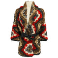 Load image into Gallery viewer, Brunello Cucinelli Red / Grey / Beige Multi Chunky Knit Belted Cardigan with Sequin Embellishments

