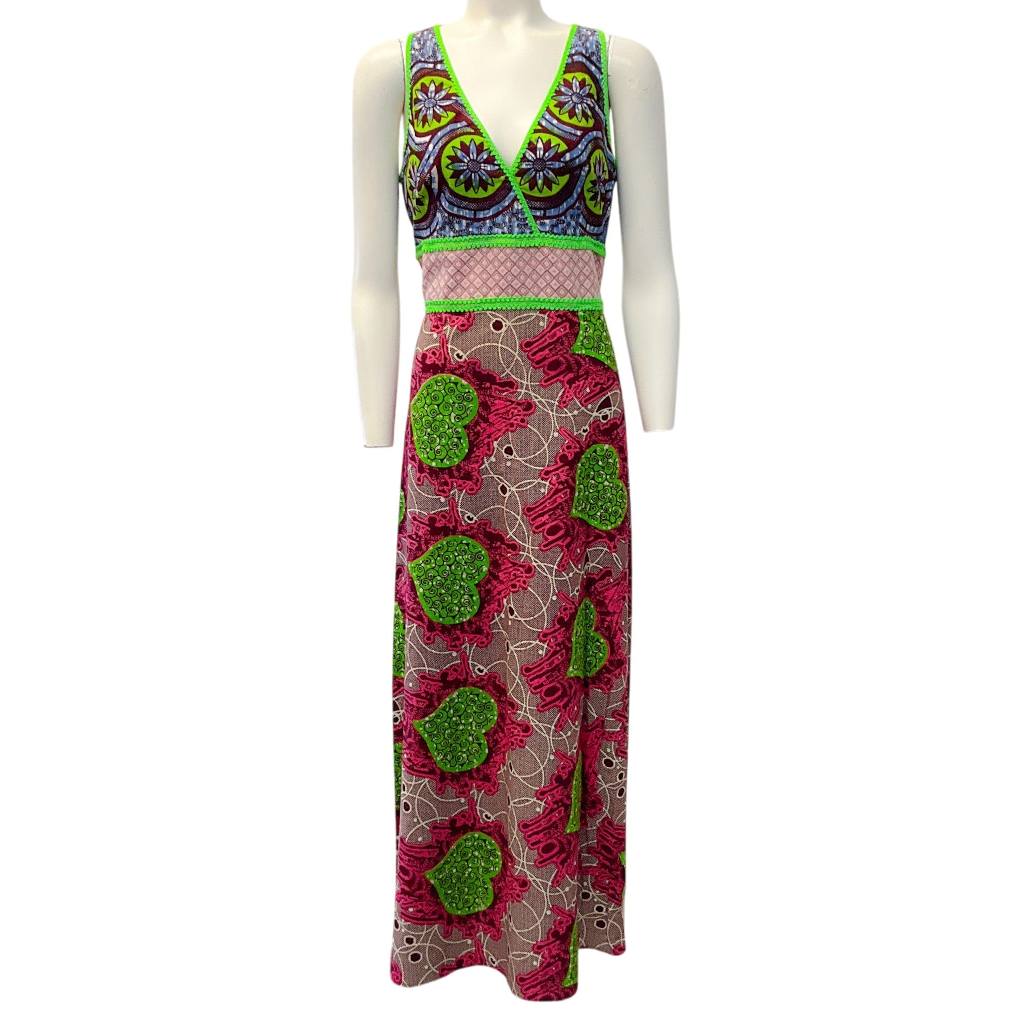 Moschino Cheap And Chic Magenta / Green Printed Sleeveless Dress
