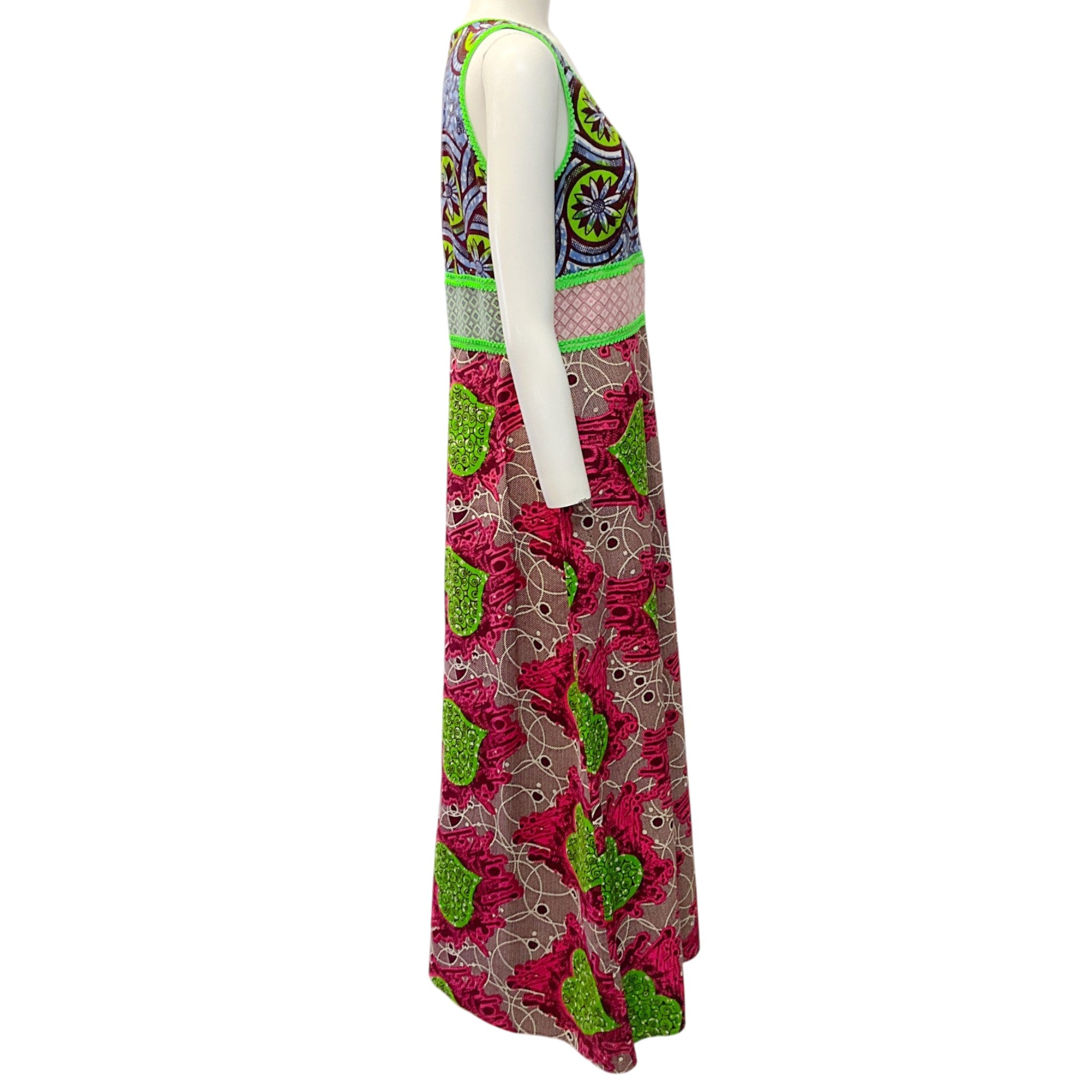 Moschino Cheap And Chic Magenta / Green Printed Sleeveless Maxi Dress