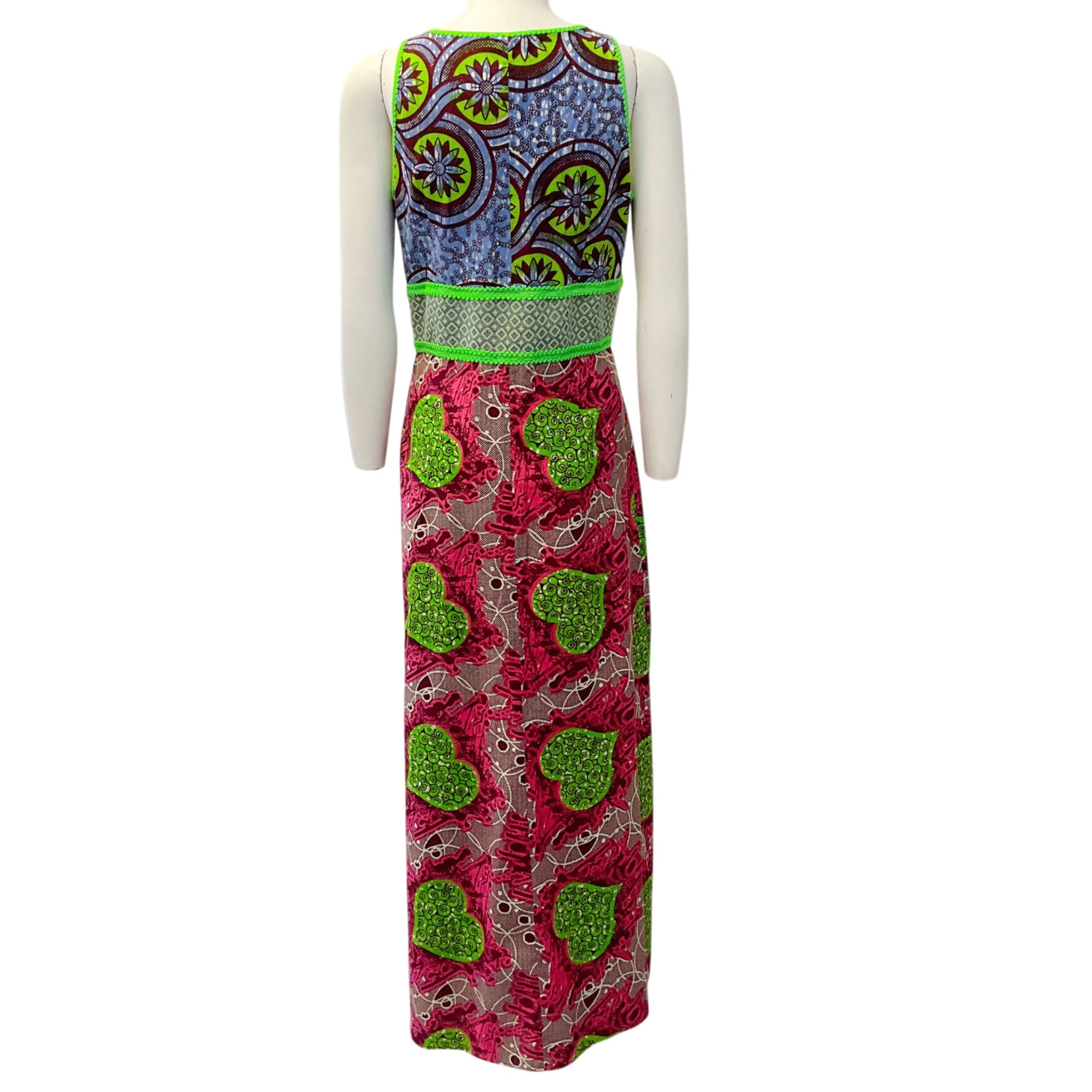 Moschino Cheap And Chic Magenta / Green Printed Sleeveless Maxi Dress