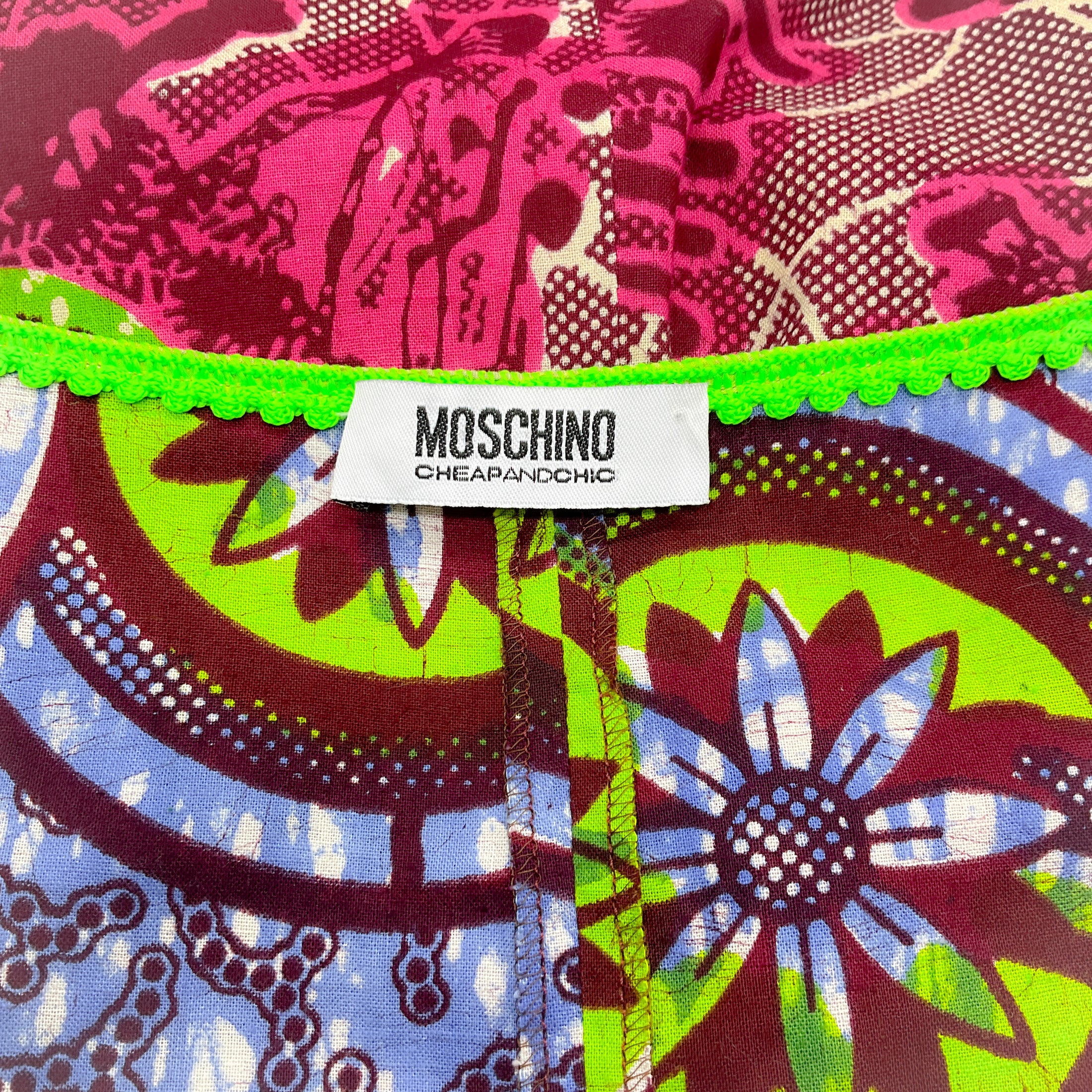 Moschino Cheap And Chic Magenta / Green Printed Sleeveless Maxi Dress