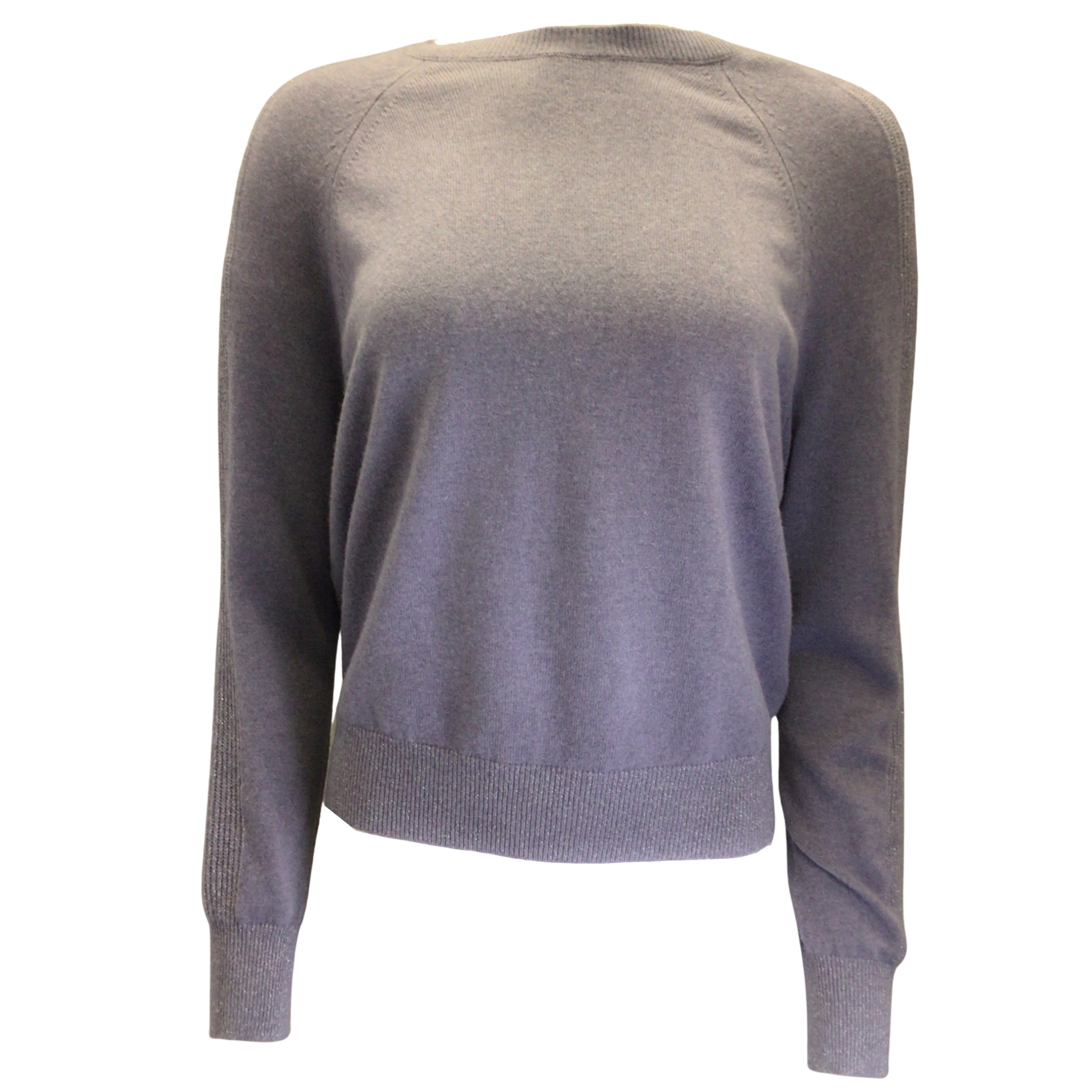 Peserico Purple Long Sleeved Cashmere Knit Crewneck Pullover Sweater