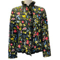 Load image into Gallery viewer, Escada Black Multi Floral Quilted Down Ruffled Puffer Jacket

