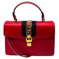 Load image into Gallery viewer, Gucci Red Calfskin Leather Medium Sylvie Two Way Top Handle Bag

