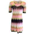 Load image into Gallery viewer, Missoni Pink / Burgundy / Gold Metallic Short Sleeved Zig Zag Knit Dress
