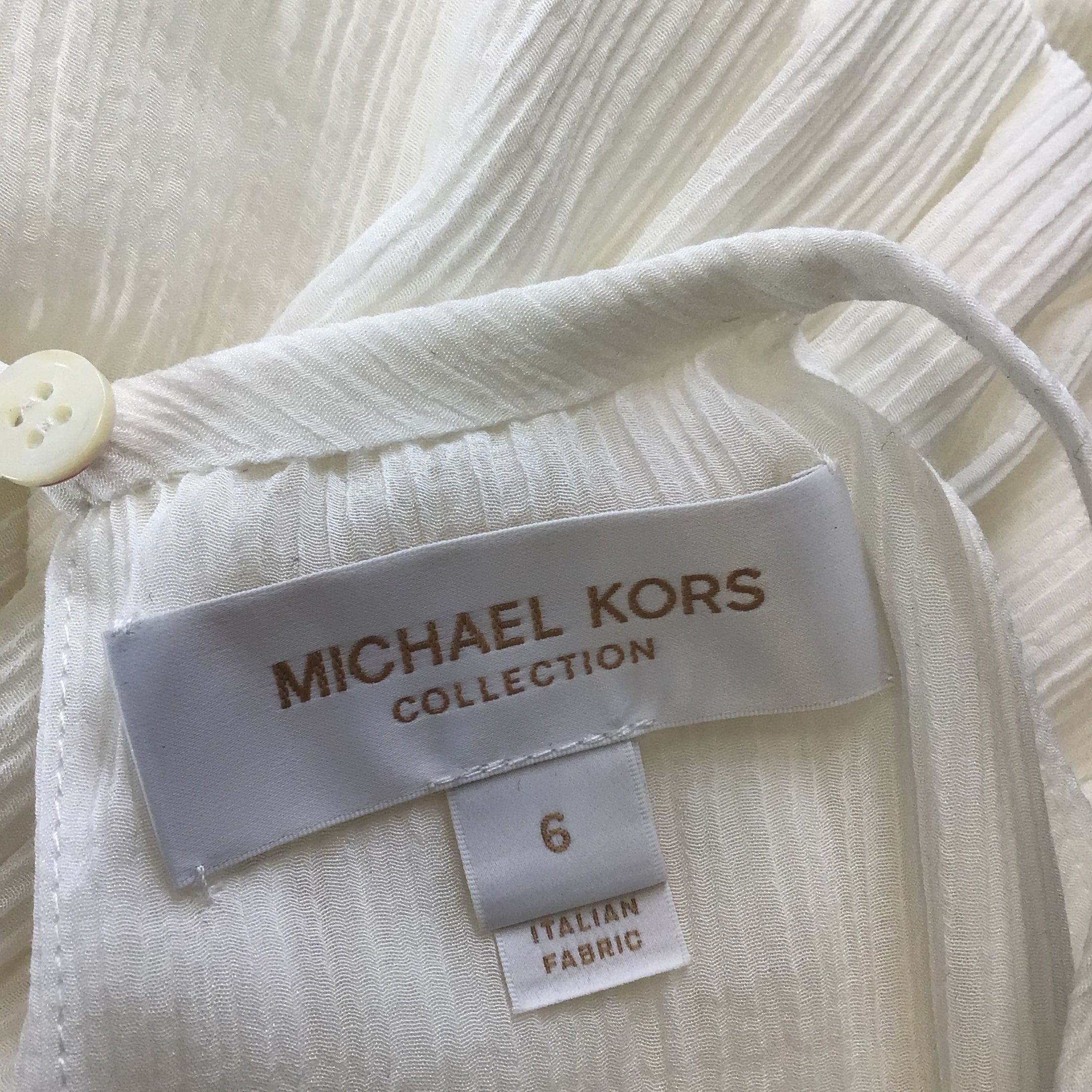 Michael Kors Collection Optic White Cotton and Silk Crepon Blend Halter Dress