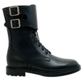 Load image into Gallery viewer, Celine Black Leather Ranger Lace Up Boots with Buckle Cuff
