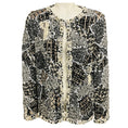 Load image into Gallery viewer, Oscar de la Renta Ivory / Black Pearl and Bead Embellished Knit Jacket with Sequins
