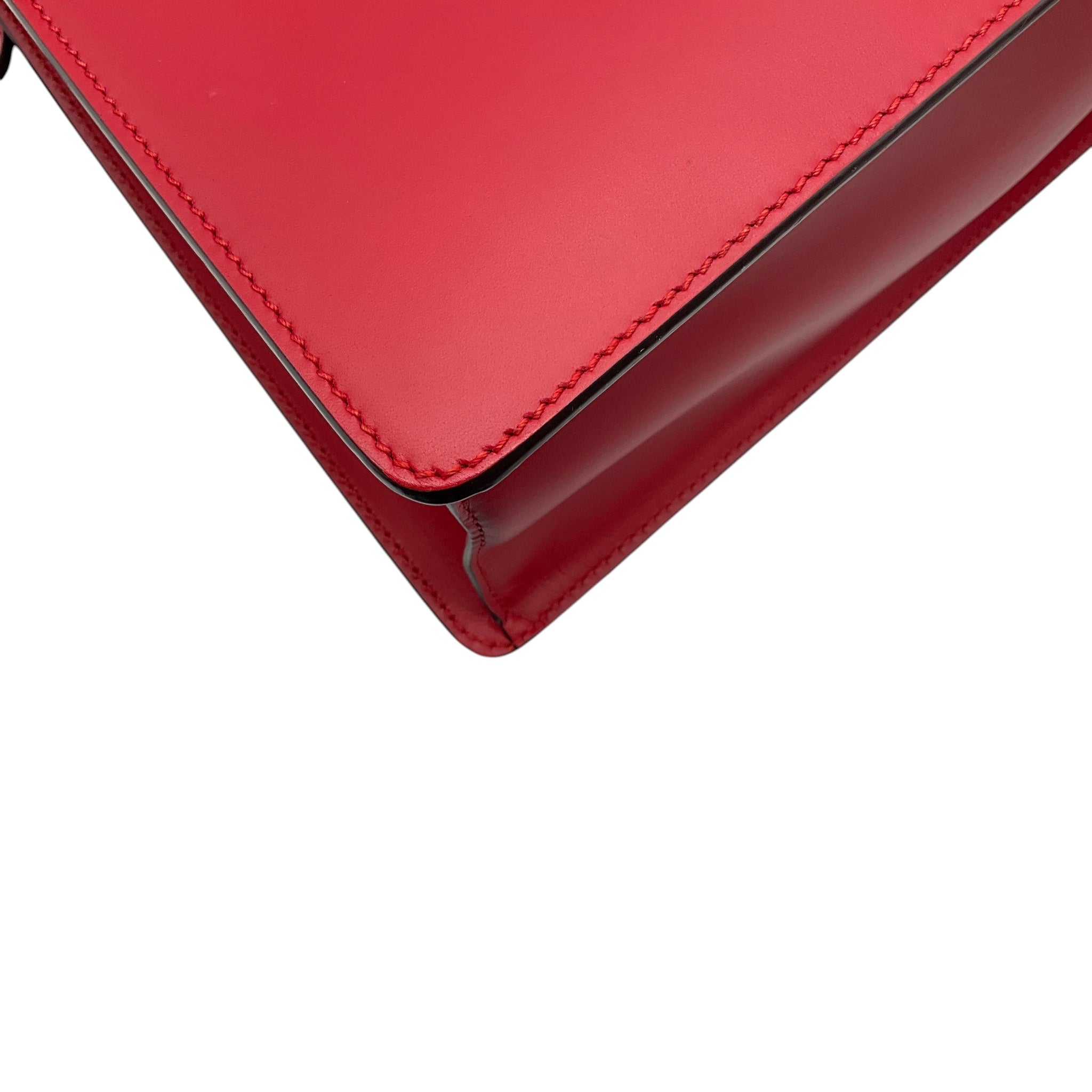 Gucci Red Calfskin Leather Medium Sylvie Two Way Top Handle Bag