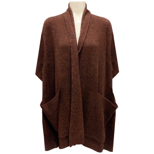 White + Warren Umber / Black Marl Cashmere Blend Open Poncho