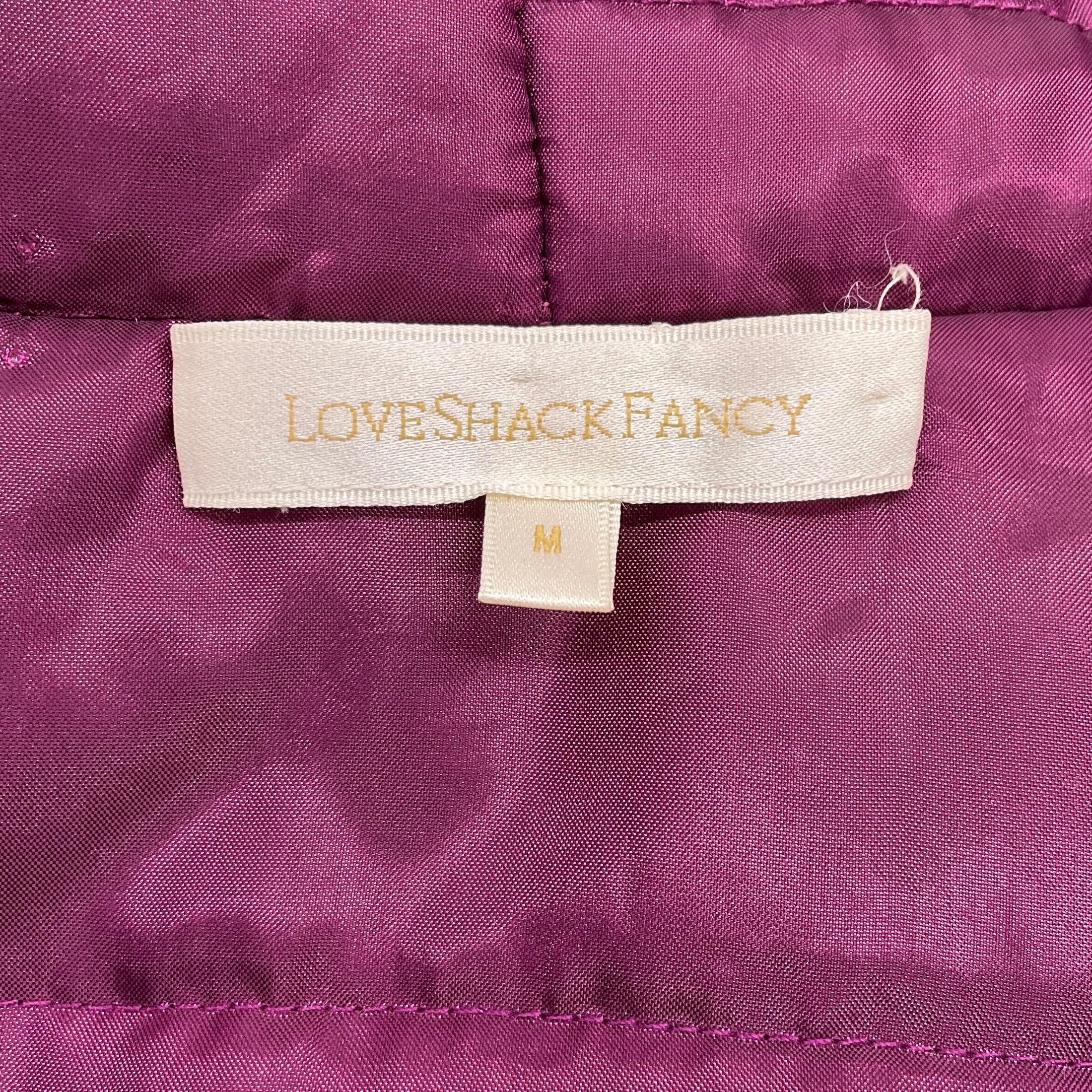 Love Shack Fancy Purple Floral Print Modena Puffer Jacket