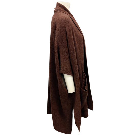 White + Warren Umber / Black Marl Cashmere Blend Open Poncho