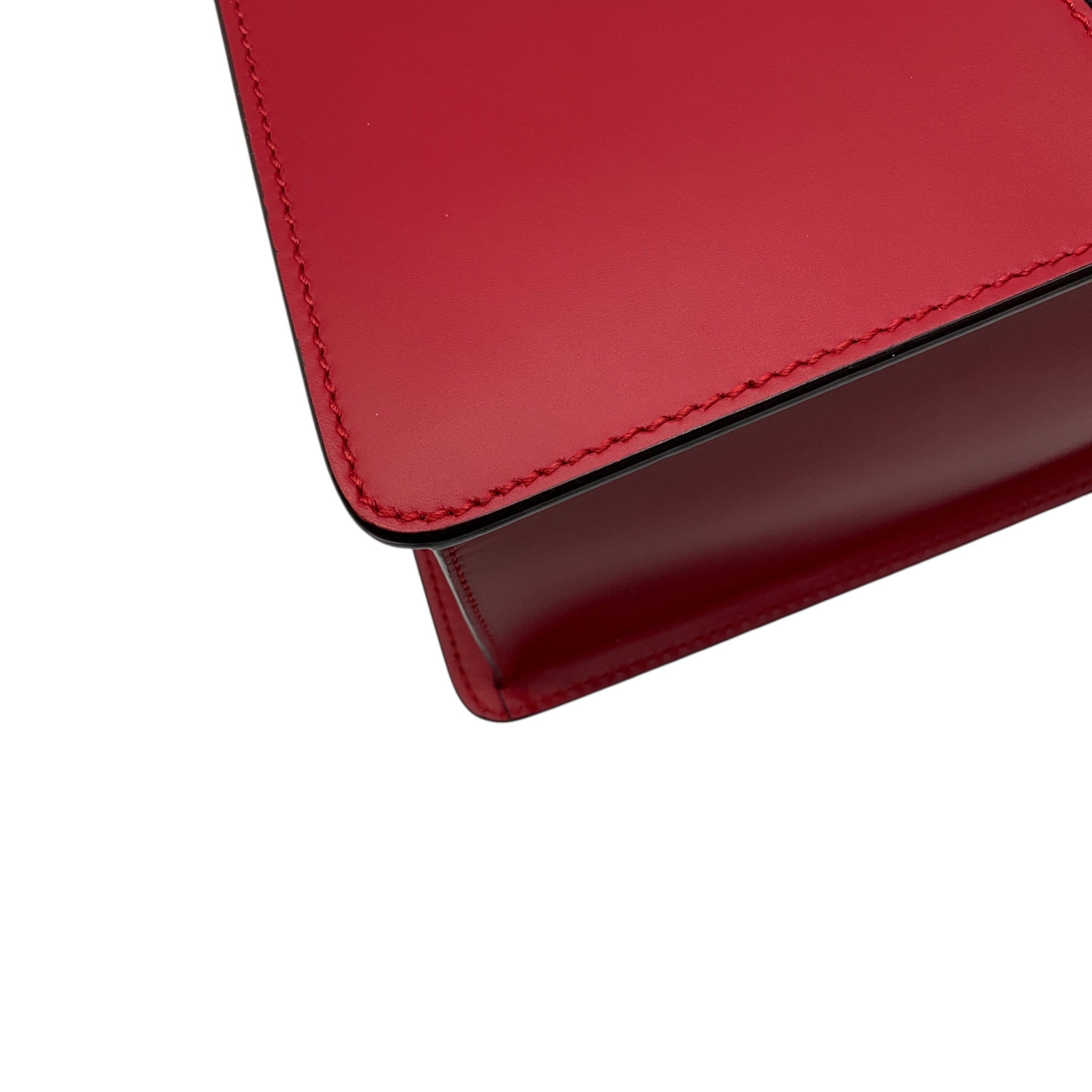 Gucci Red Calfskin Leather Medium Sylvie Two Way Top Handle Bag