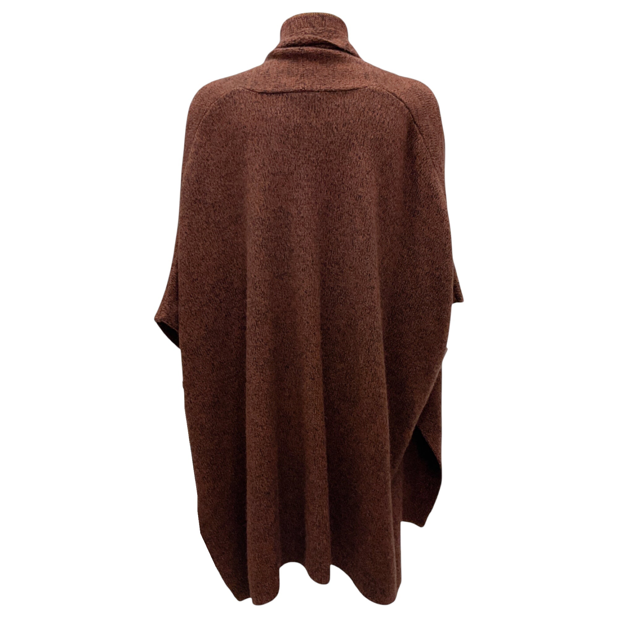 White + Warren Umber / Black Marl Cashmere Blend Open Poncho