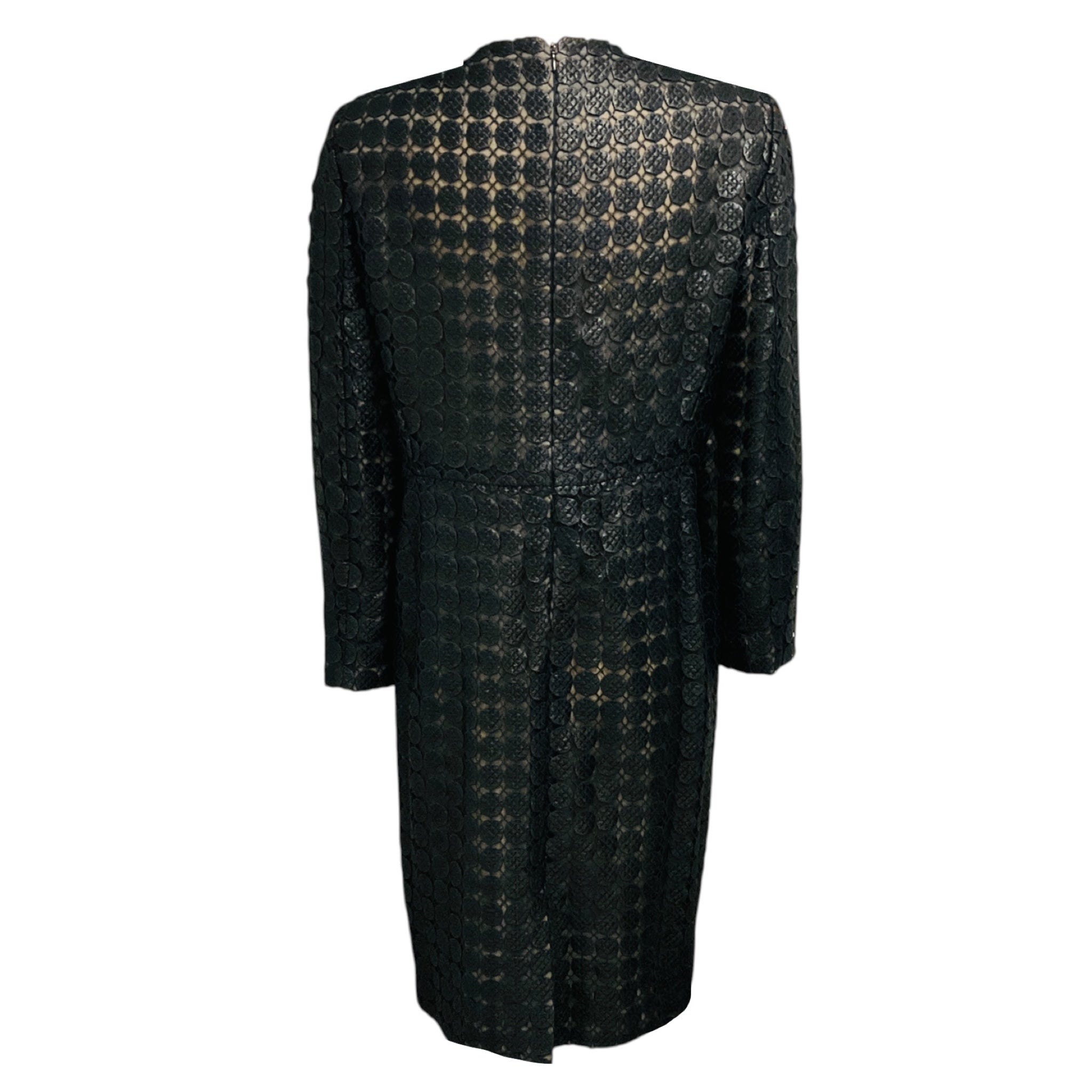 Giambattista Valli Black Circle Embroidered Lace Long Sleeved Midi Dress