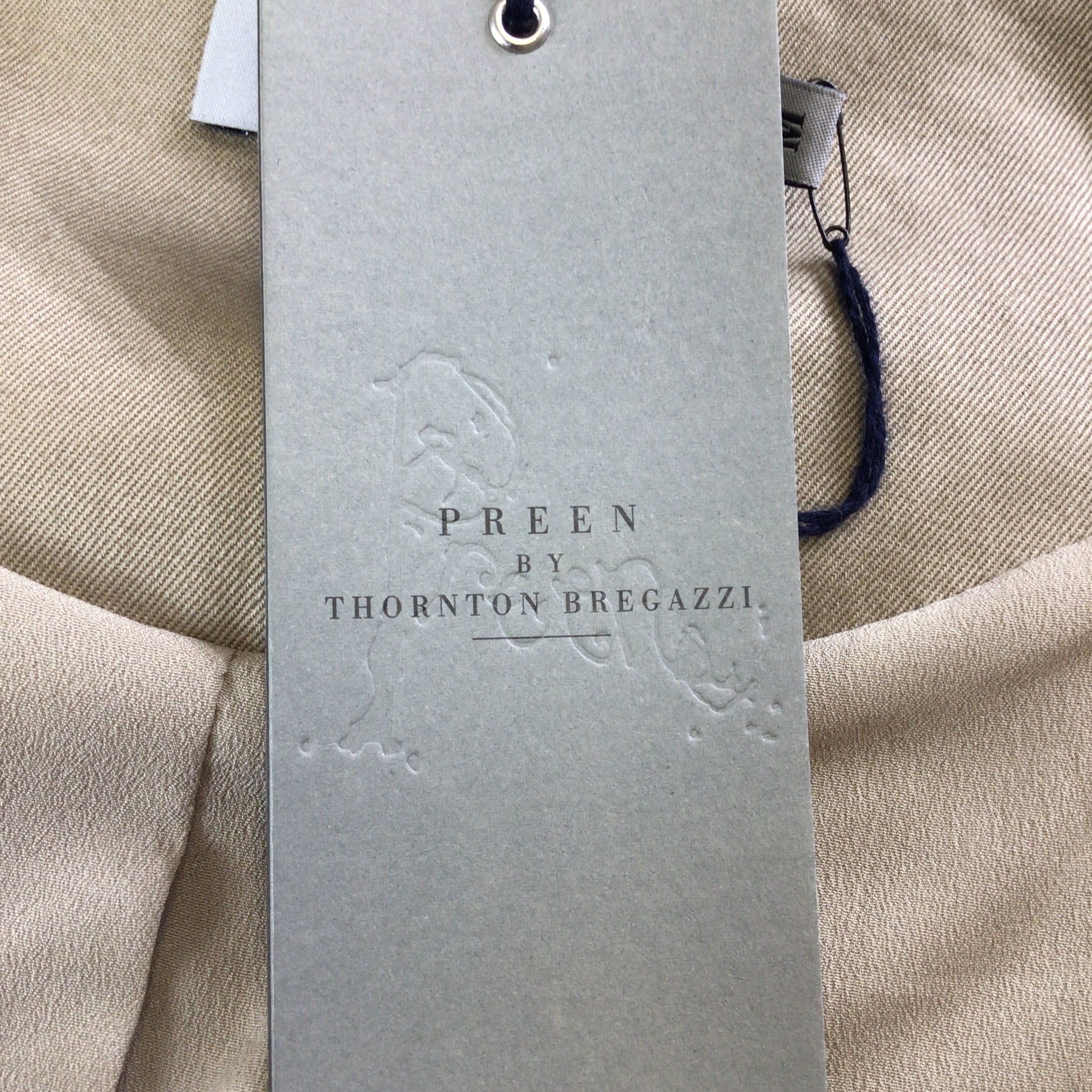 Preen by Thornton Bregazzi Tan Khaki Ruffled Cotton Twill Trench Coat