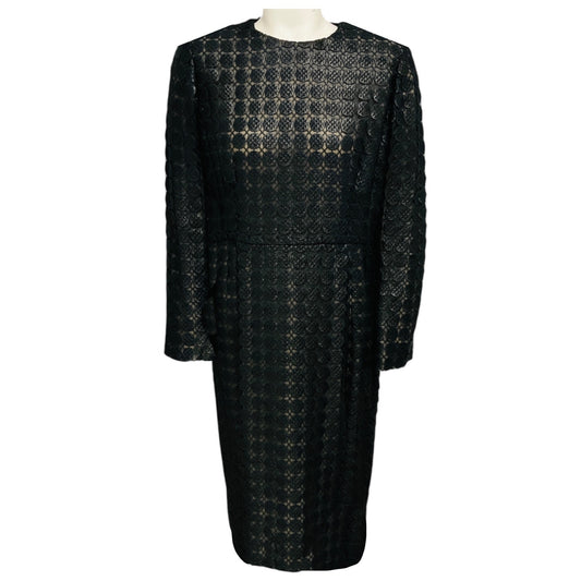 Giambattista Valli Black Circle Embroidered Lace Long Sleeved Midi Dress