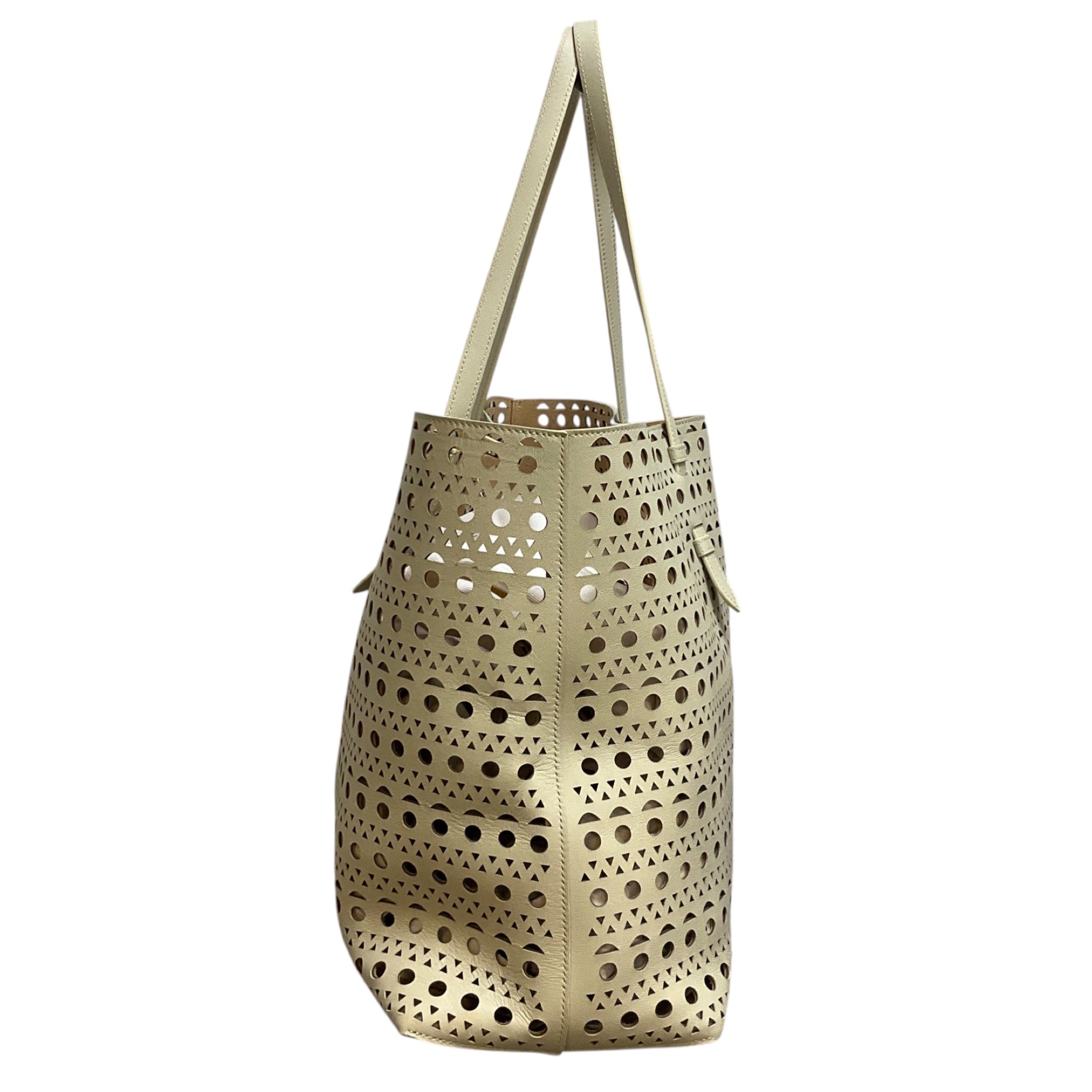 Alaia Argile Mina 44 Large Cut Out Neo Vienne Soft Calfskin Leather Tote Bag